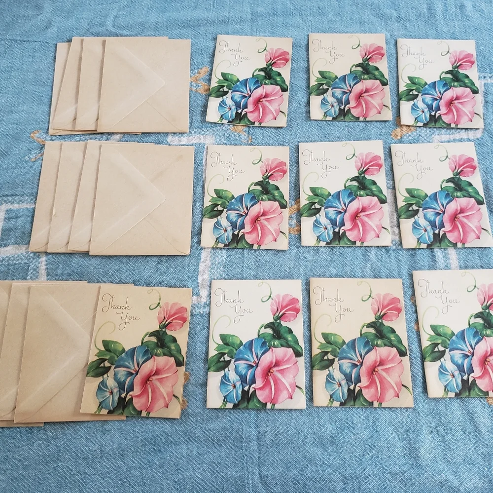Vintage Floral Thank You Cards Set of 10 - Picture 6 of 8